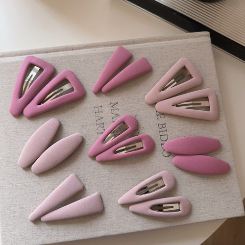 韩系新款粉色系手作布艺发夹刘海夹碎发边夹网红可爱侧边夹发卡子