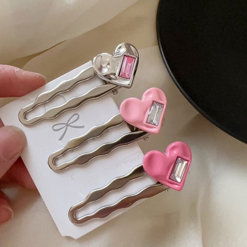 银色甜美波浪边夹合金发夹