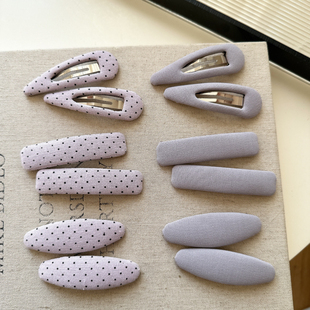 韩系新款紫色波点布艺发夹刘海夹碎发边夹温柔气质侧边夹bb夹发卡