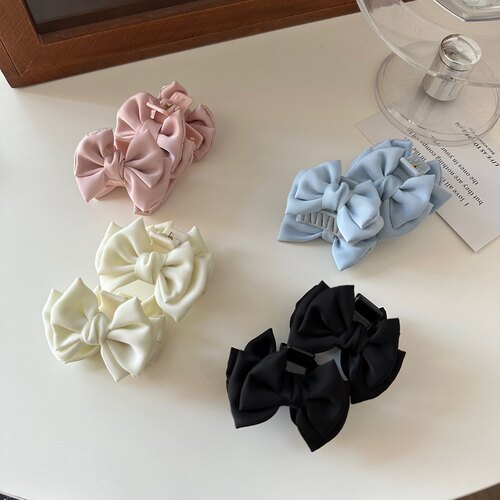 韩版简约黑色蝴蝶结公主头抓夹