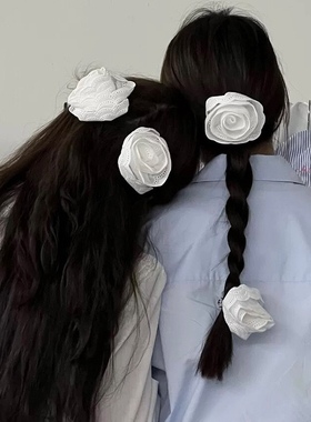 fever同款白色蕾丝花朵发夹小众设计感少女韩国发卡简约气质头饰