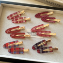 显白红色系格纹蝴蝶结无痕发夹化妆夹少女刘海夹发卡碎发边夹发饰