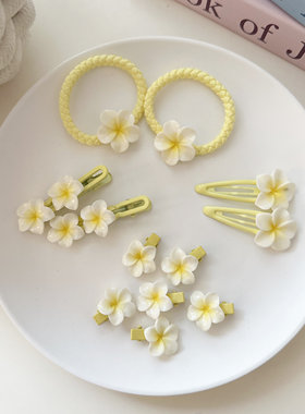 可爱少女黄色鸡蛋花发夹刘海夹