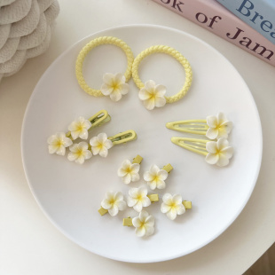 可爱少女黄色鸡蛋花发夹刘海夹碎发边夹氛围感花花头绳鸭嘴夹发卡