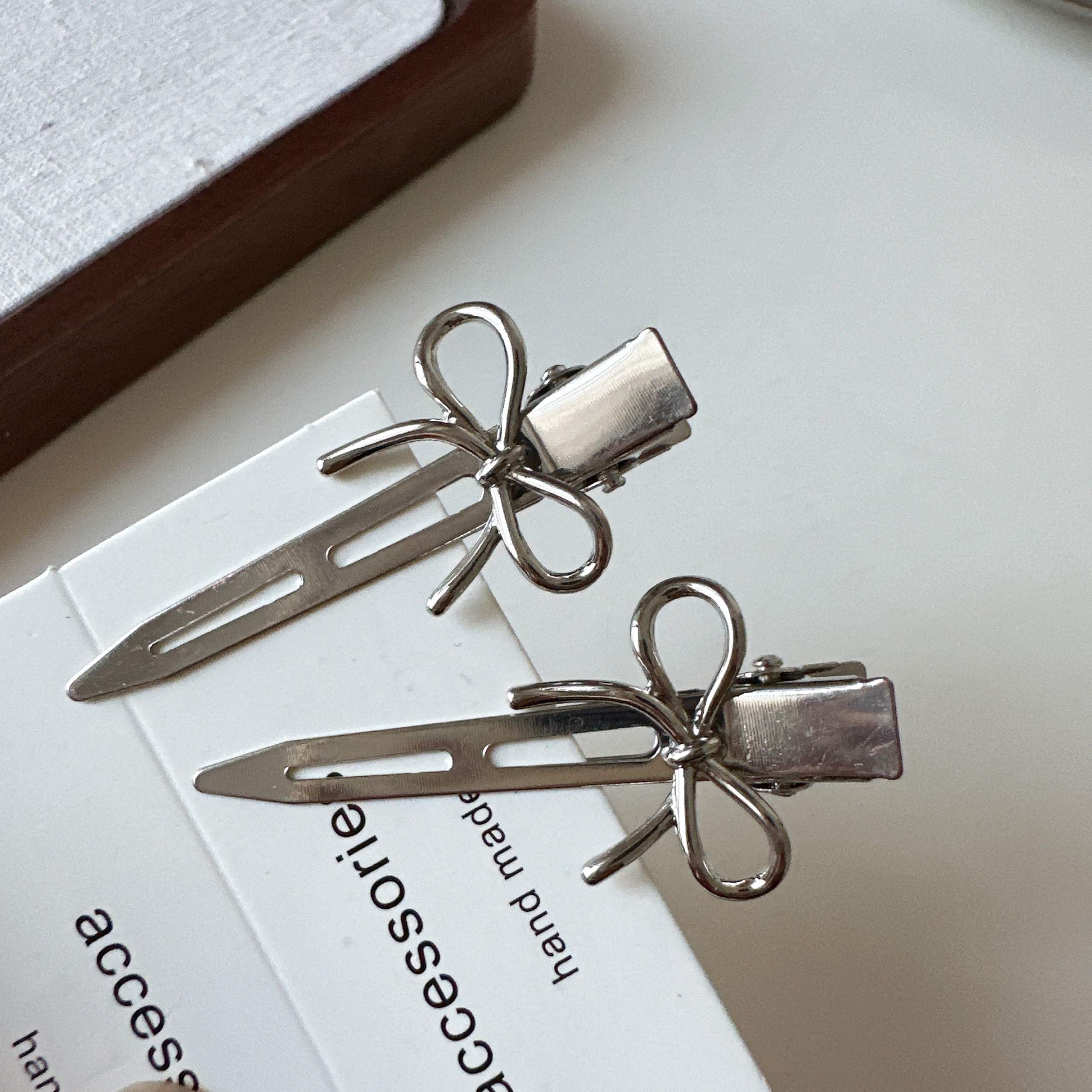 金属银色蝴蝶结无痕发夹韩系ins