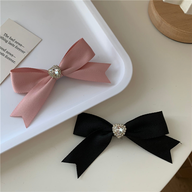 布艺ins少女水钻爱心发夹