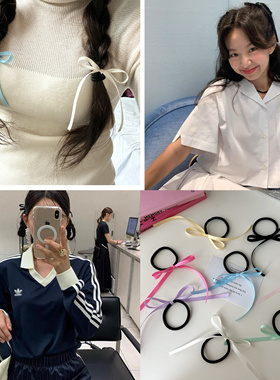 可爱丝带蝴蝶结发圈双马尾皮筋飘带jennie金智妮同款芭蕾少女发饰