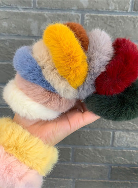 温暖软糯秋冬毛毛发圈仿兔毛头绳可爱毛毛绒绒发绳超舒服少女皮筋