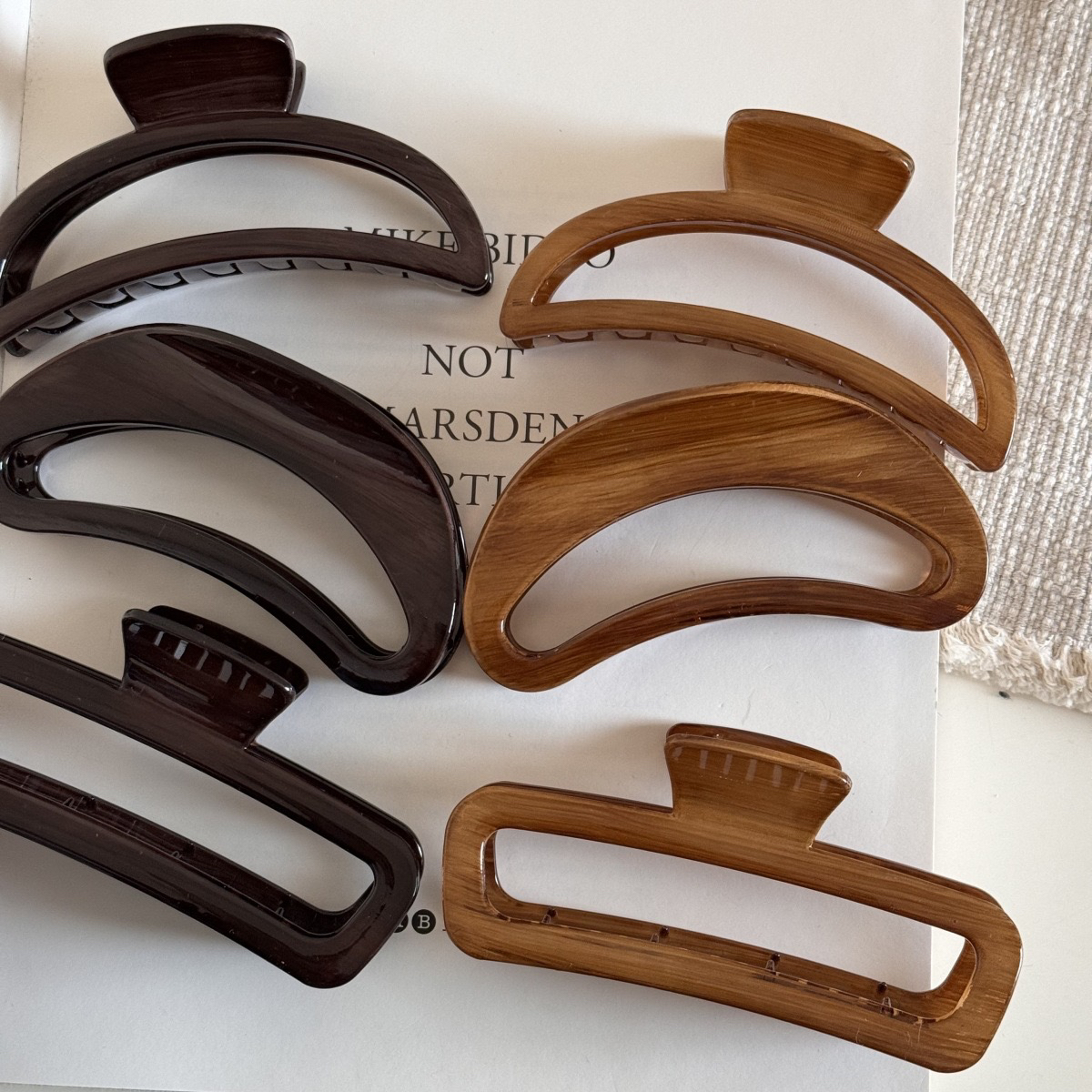 复古仿木纹质感塑料抓夹大号后脑勺鲨鱼夹发量多盘发夹百搭发饰