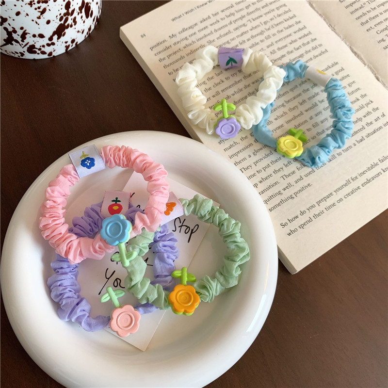 可爱少女心糖果色花朵发绳甜美百搭发圈头绳皮筋大肠圈发饰日韩