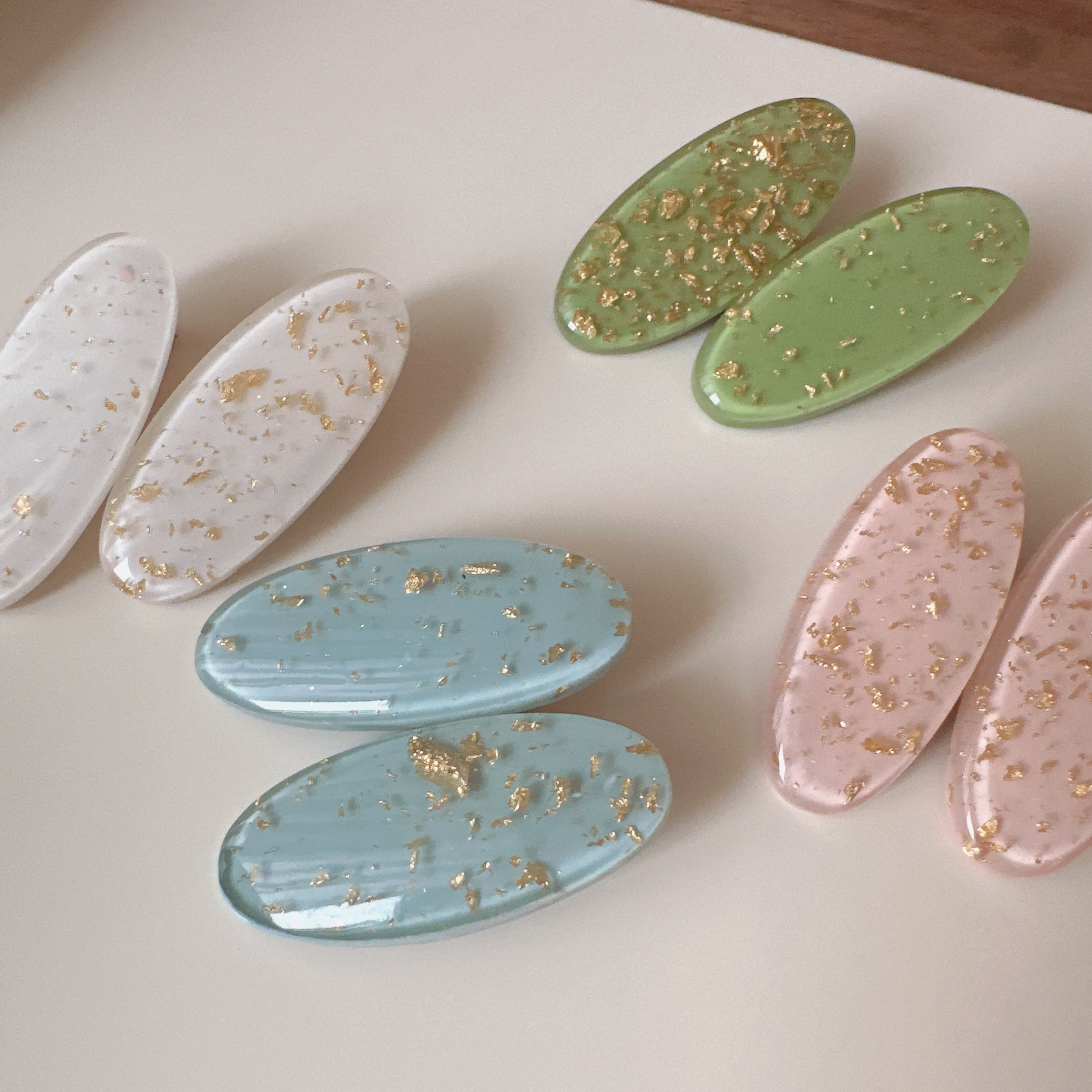 可爱金粉椭圆小胖夹刘海发夹少女多巴胺彩色鸭嘴夹前额对夹饰品