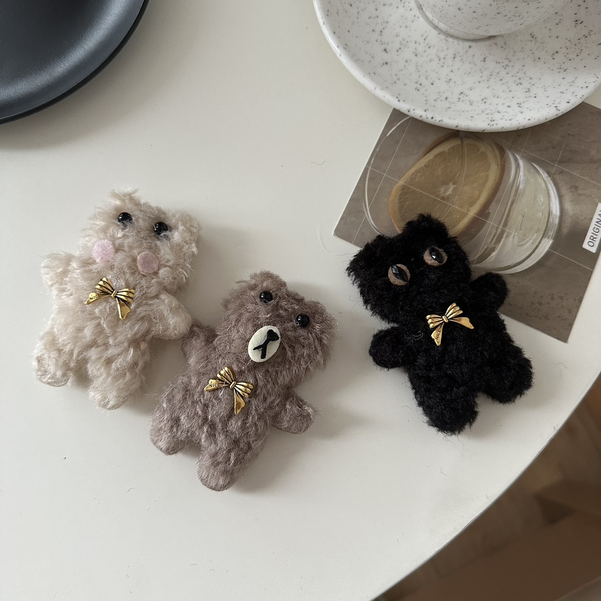 秋冬新款毛绒小熊黑猫兔子发夹