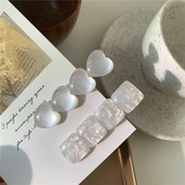 波光粼粼仿猫眼石人鱼姬白色爱心仙女发夹刘海夹ins梦幻渐变卡子