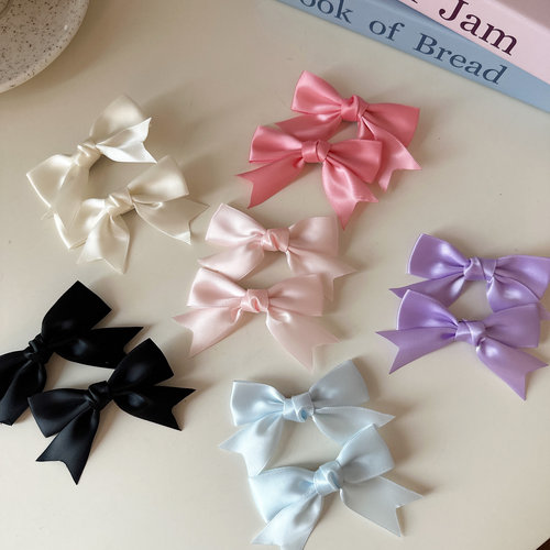 可爱缎面蝴蝶结发夹刘海夹