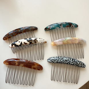 韩系醋酸蓬松高颅顶发梳倒插梳侧边刘海发夹新款高端碎发整理发夹