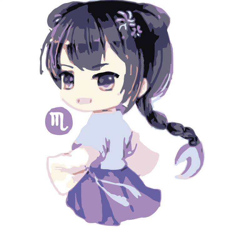 diy数字油画动物连连看儿童卡通手绘客厅卧室装饰画天蝎座20*20