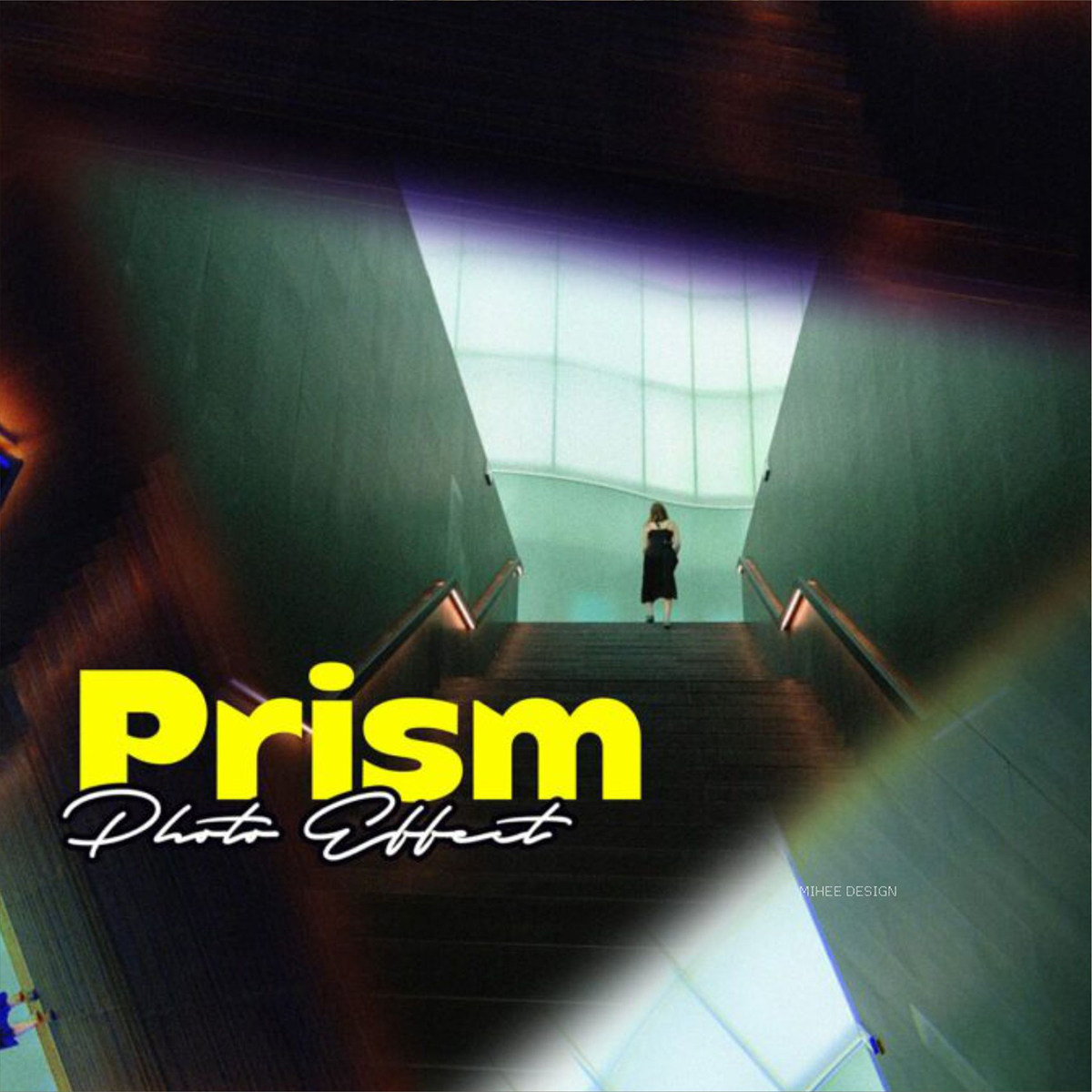 潮流三角棱镜反射玻璃碎片效果照片后期处理ps样式模板素材