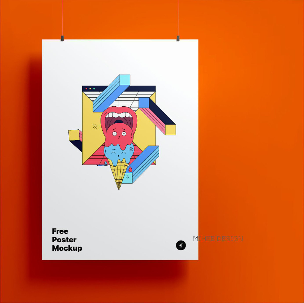 A4挂绳海报样机poster mockup vi贴图模板PSD素材可改色图片