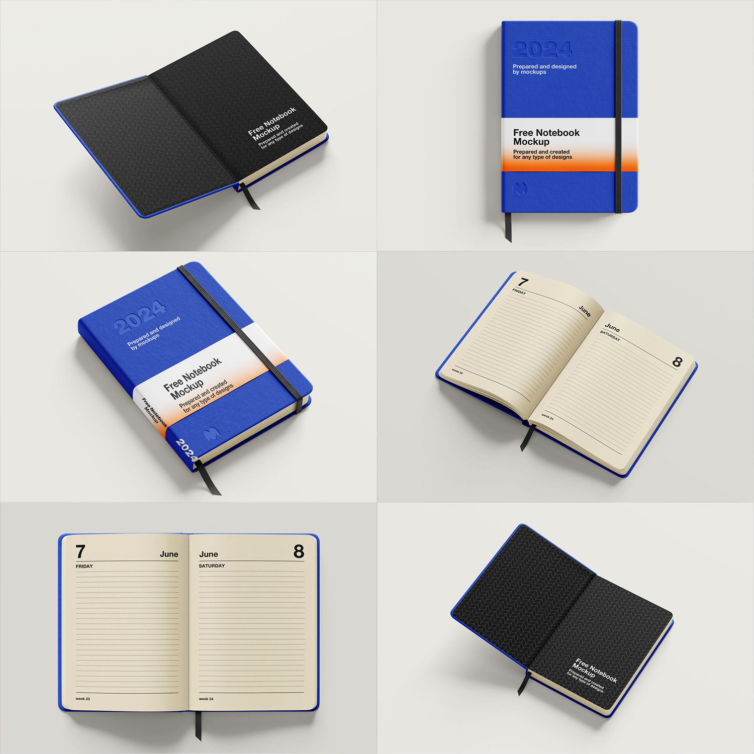 6款真实质感样机笔记本记事本会议本物料贴图设计素材可改背景psd