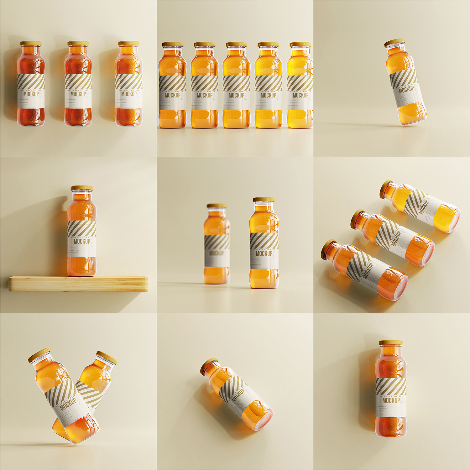 10款不同角度饮品饮料瓶包装设计vi物料智能替换样机psd一键替换