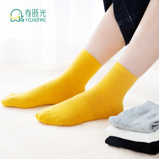 有时光一次性袜子旅行免洗男女薄款 户外旅游棉袜吸汗短袜中筒袜子