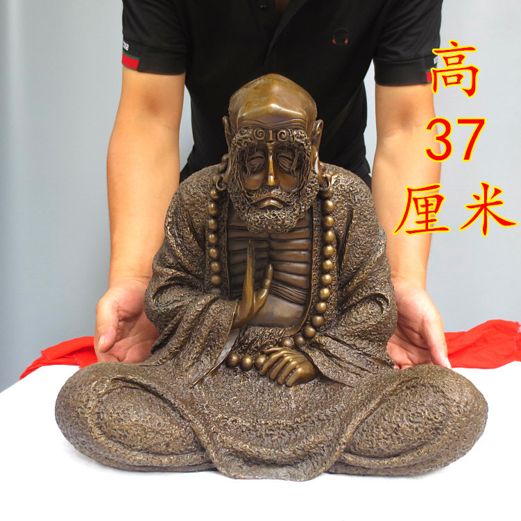 纯铜达摩祖师大号摆件传统铜禅坐菩提老祖家居供奉大小号达摩佛像