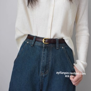 高级感咖色时尚配牛仔裤腰带潮秋季百搭复古细皮带女初秋穿搭裤带
