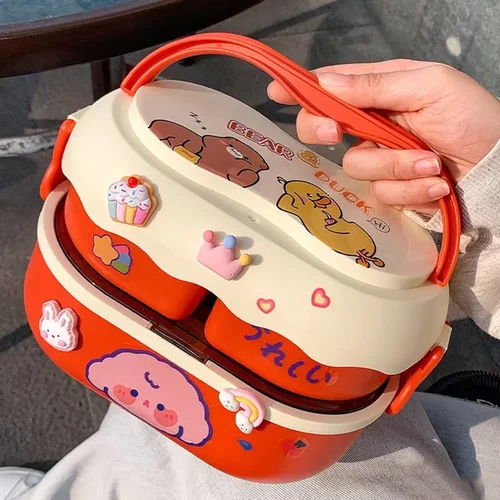 亚马逊饭盒可进微波炉便当盒双层密封带盖上班族午餐盒bento box