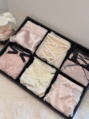 浅黛春光*法式温柔蕾丝纯欲网纱性感舒适透气低腰内裤套装六条