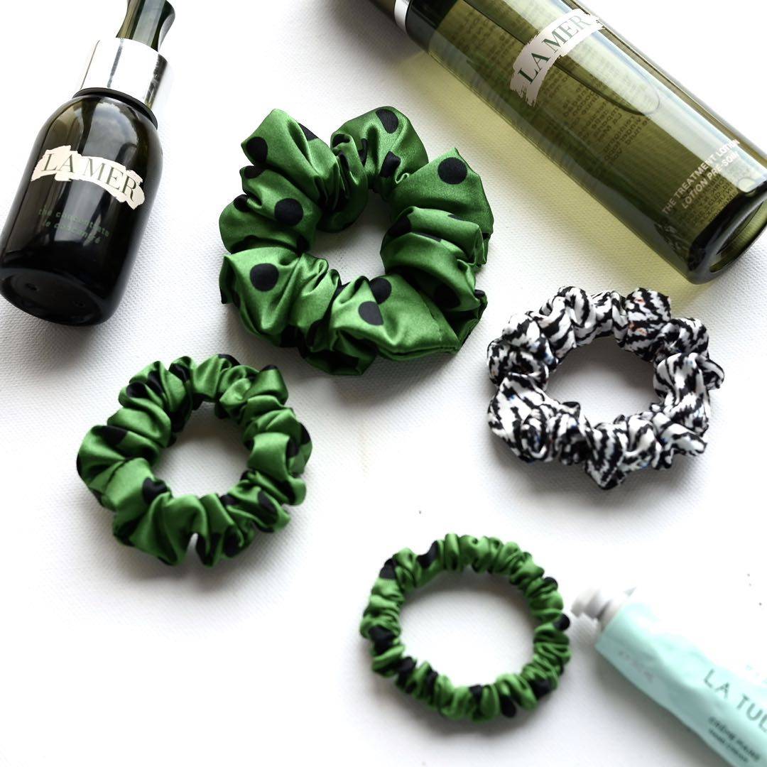 laidback真丝大肠发圈桑蚕丝波点印花高弹力复古法式发绳头绳女新