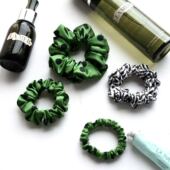 特价 桑蚕丝真丝大肠发圈波点印花高弹力不扯发不伤发不留痕不滑脱