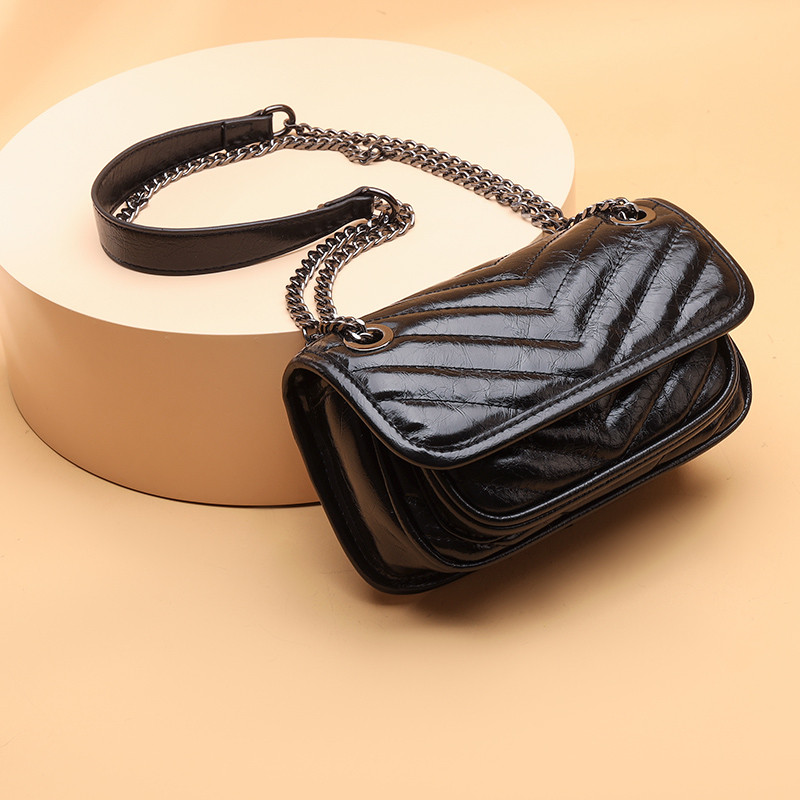 2025新款油蜡牛皮邮差包女真皮流浪包复古链条包大容量单肩斜挎包,箱包皮具/热销女包/男包,通用款女包,淘宝优惠券,粉丝福利购,淘宝优惠卷