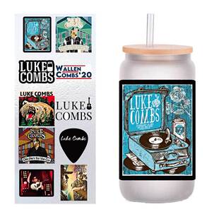 10张四英寸卢克库姆斯明星UV转印贴纸水晶标签DIY玻璃杯贴纸定制