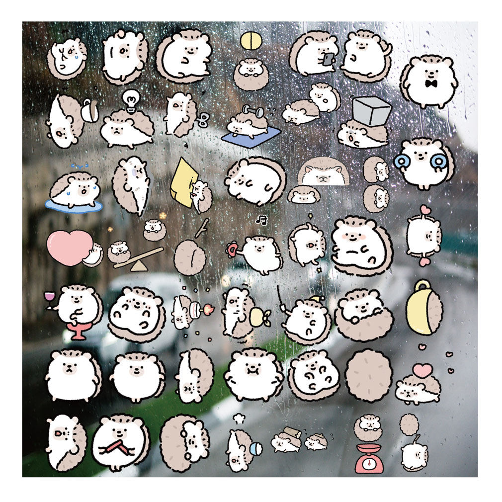 卡通软萌小刺猬UV转印贴个性水晶标签户外防水头拉杆装饰图案贴纸