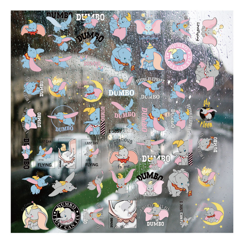 卡通可爱小飞象UV转印贴个性水晶标签户外防水头拉杆装饰图案贴纸