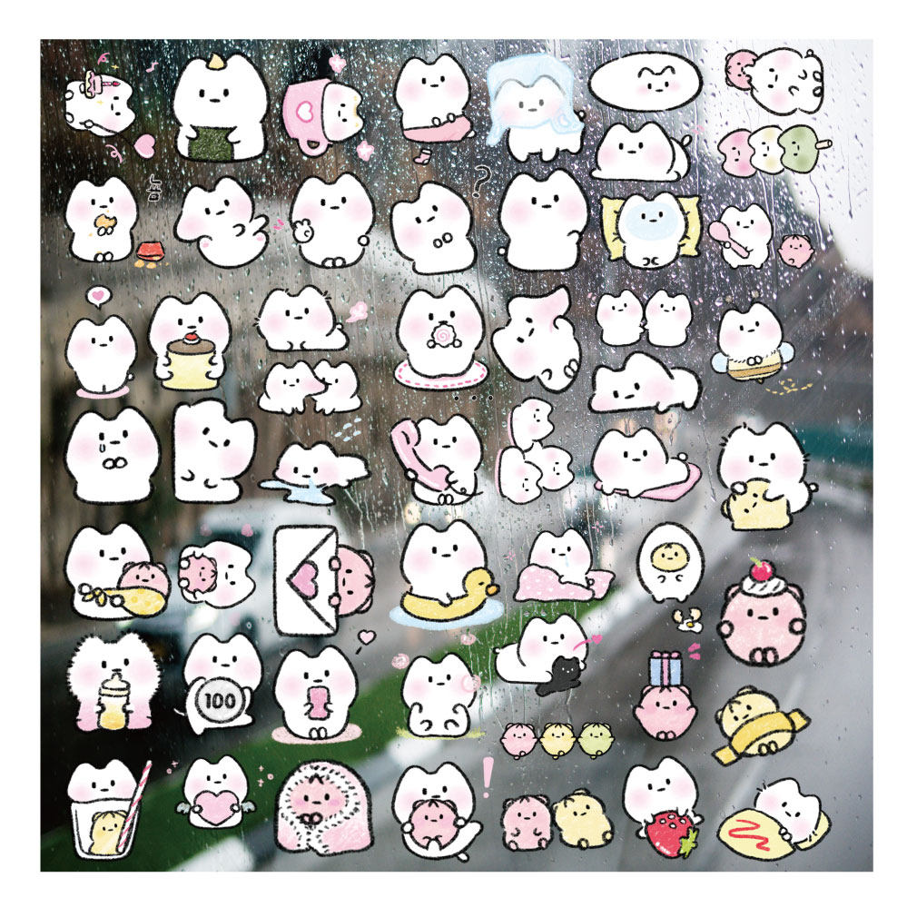 卡通年糕小兔兔UV转印贴个性水晶标签户外防水头拉杆装饰图案贴纸