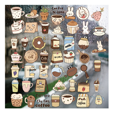 美式咖啡复古装饰UV转印贴个性水晶标签户外防水头盔装饰图案贴纸