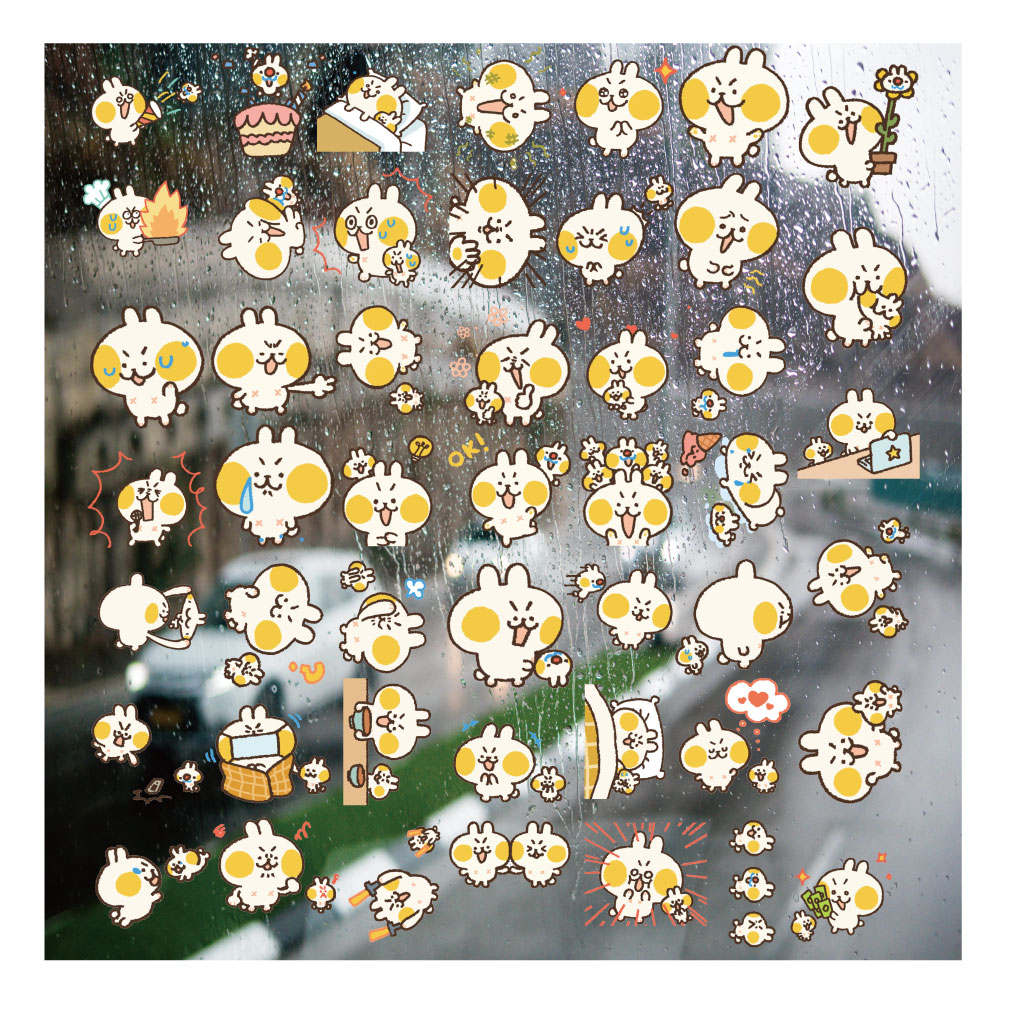 笨笨迷你兔UV转印贴个性水晶标签户外防水头拉杆装饰图案贴纸