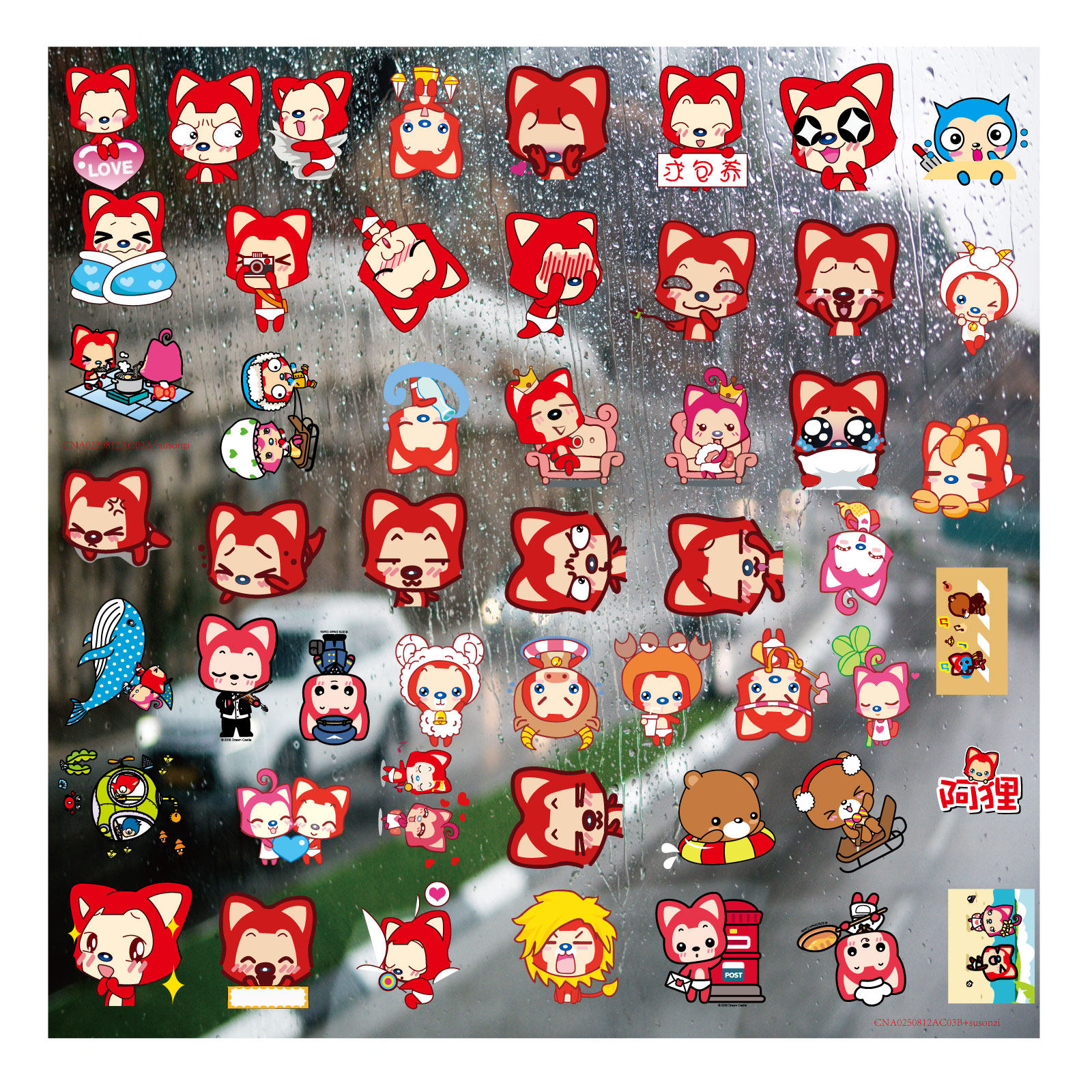 卡通阿狸和桃子UV转印贴个性水晶标签户外防水头盔拉装饰图案贴纸