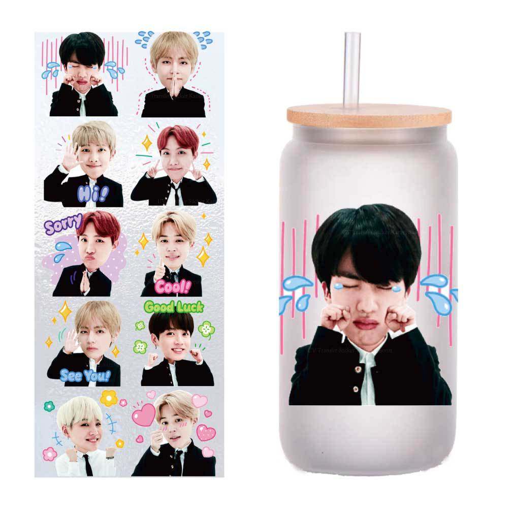 10张四英寸明星防弹少年团表情包UV转印贴纸水晶标签DIY贴纸定制