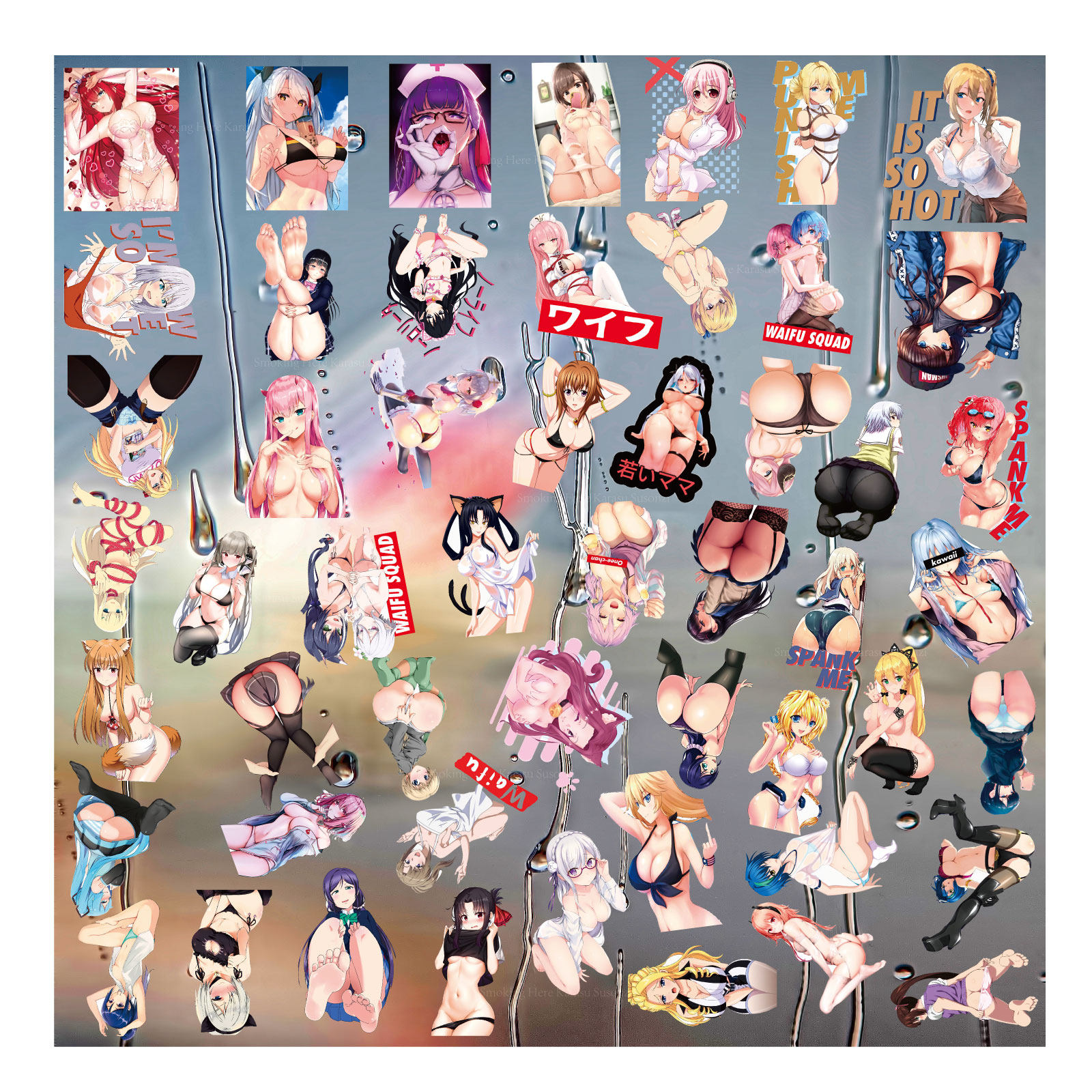 动漫兔女郎UV转印贴卡通套图水晶标签户外防嗮头盔汽车手机装饰纸