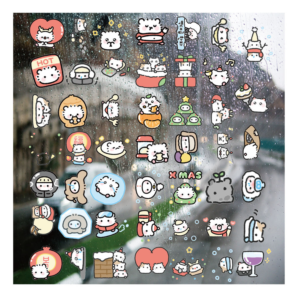 圣诞baby小仓鼠UV转印贴个性水晶标签户外防水头拉杆装饰图案贴