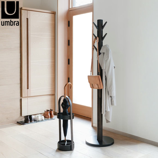 UMBRA实木拍击衣帽架落地卧室简约挂衣架 玄关入户伞桶雨伞收纳架