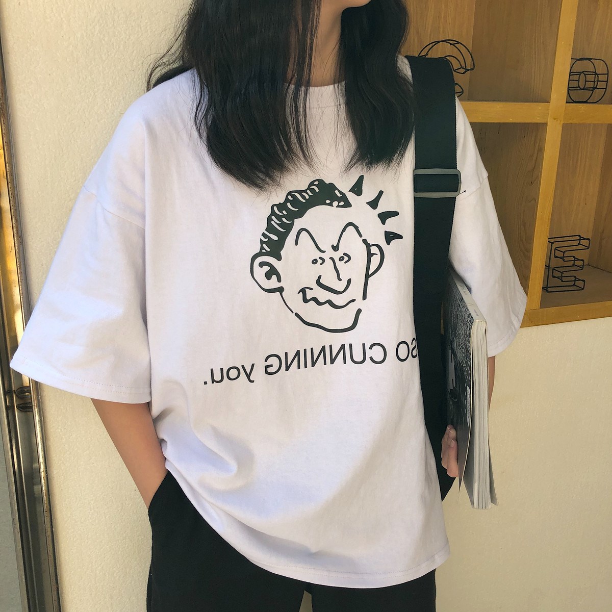 2019秋装新款韩版女装白色短袖T恤网红港风宽松中长款打底衫上衣|msdalam kategori Butik wanita / wanita, baju-T - dari Buy2taobao.com untuk memberikan perkhidmatan ejen Taobao profesional membeli