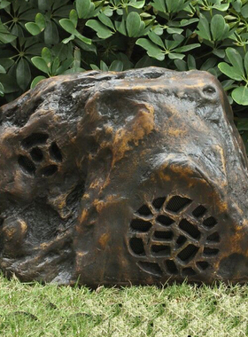 20W草地音箱 仿真褐色/黄色方形石头音箱 园林音响 树脂草坪音箱