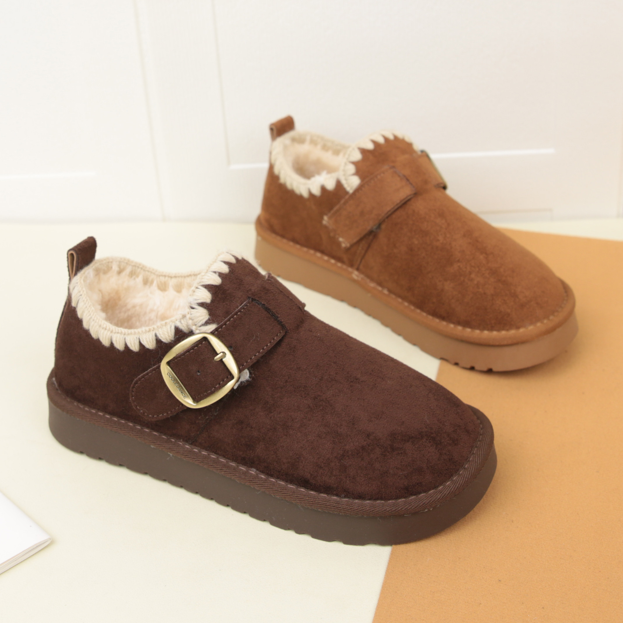 5064冬季新款加绒加厚花边勃肯鞋女保暖舒适平底雪地棉鞋,女鞋,勃肯鞋/软木鞋,淘宝优惠券,粉丝福利购,淘宝优惠卷