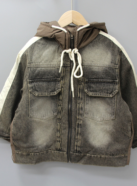 KG-GS家100-140秋冬 品牌童装折扣/儿童夹棉牛仔开衫外套80256黑