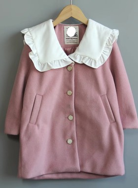 S安系列120-160秋冬 品牌童装折扣/儿童休闲夹棉呢大衣11639粉