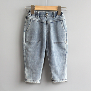 GD安系列80秋冬 童装品牌折扣/儿童牛仔休闲加绒长裤23171蓝