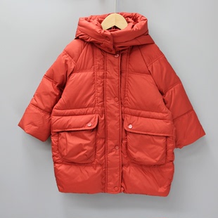 K七M家100冬装 品牌童装折扣/儿童羽绒服中厚休闲外套20055红